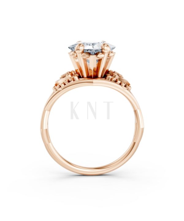 Nhẫn đính hôn SPRING – R323 màu vàng hồng Rose Gold vàng đẹp, họa tiết hình học, độc đáo