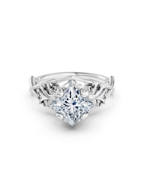 Nhẫn đính hôn SPRING – R323 màu vàng trắng White Gold vàng sáng, đường nét sắc sảo, tinh tế