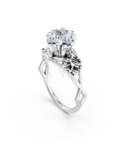 Nhẫn đính hôn SPRING – R323 màu vàng trắng White Gold vàng sáng bóng, thiết kế trẻ trung