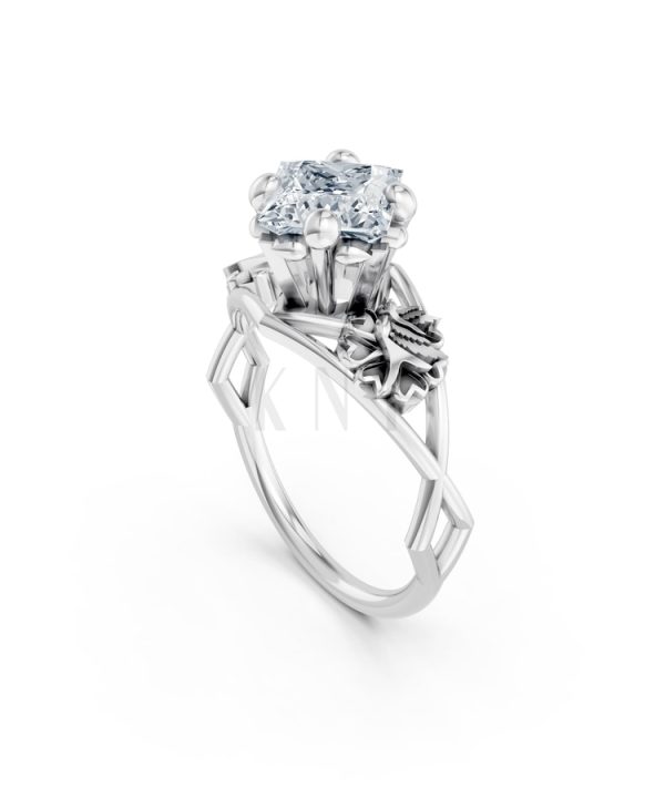 Nhẫn đính hôn SPRING – R323 màu vàng trắng White Gold vàng sáng bóng, thiết kế trẻ trung