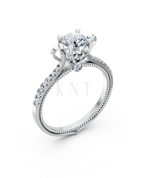 Nhẫn đính hôn Paris TBR18 vàng trắng White Gold kiểu dáng hiện đại, nổi bật