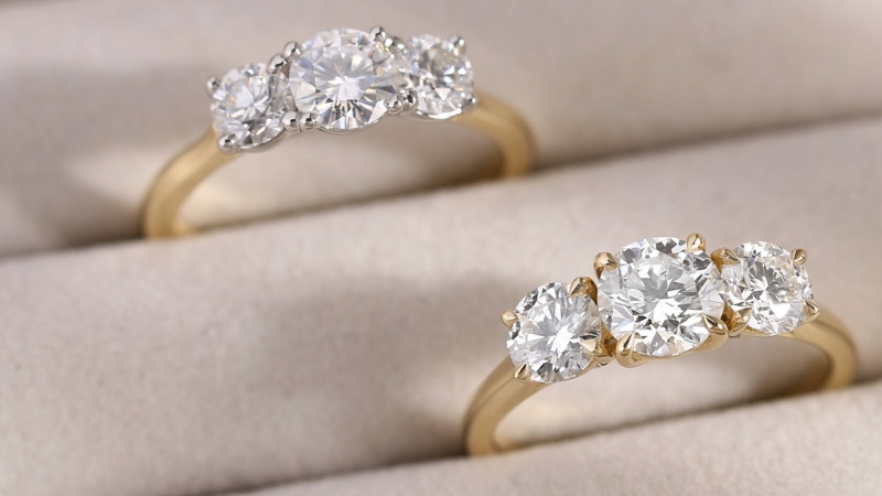 Nhẫn Three Stone là kiểu nhẫn có ba viên đá xếp ngang