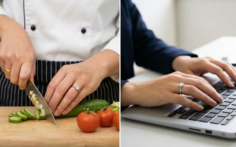 Bạn nên chọn ngón tay đeo nhẫn phù hợp với sinh hoạt và công việc