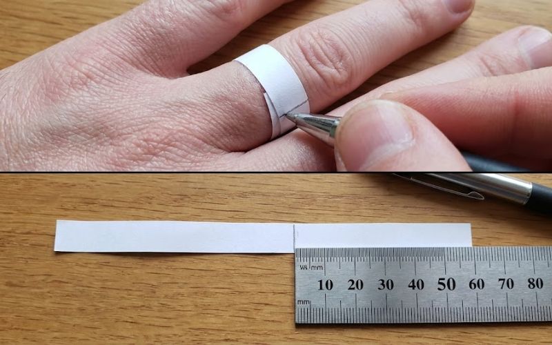 Đo chu vi ngón tay bằng dải giấy