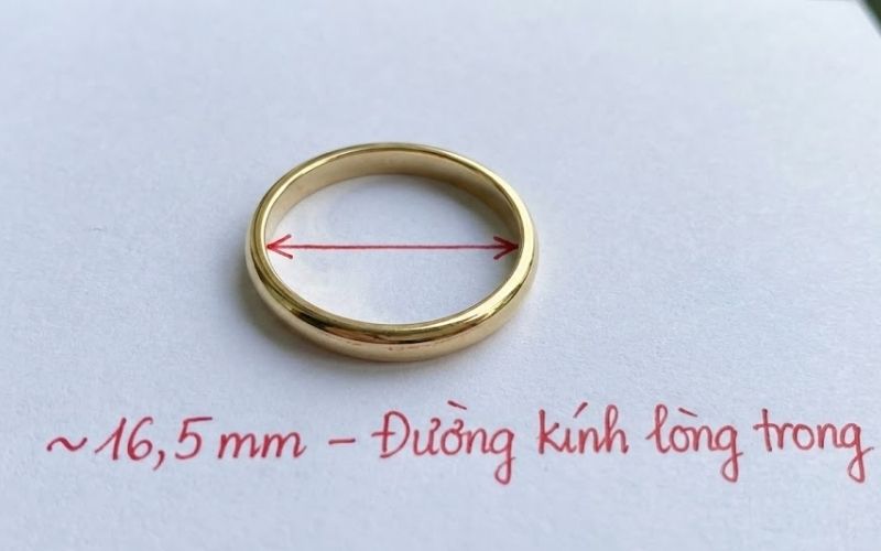 Đường kính nhẫn size 6 khoảng 16,5 mm