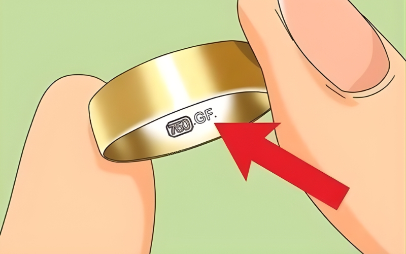 Ký hiệu 750 bên trong lòng nhẫn