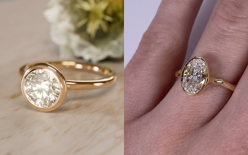 Nhẫn Bezel làm nhẫn cầu hôn, đính hôn