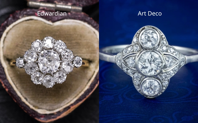 Nhẫn Cluster thời kỳ Edwardian và Art Deco