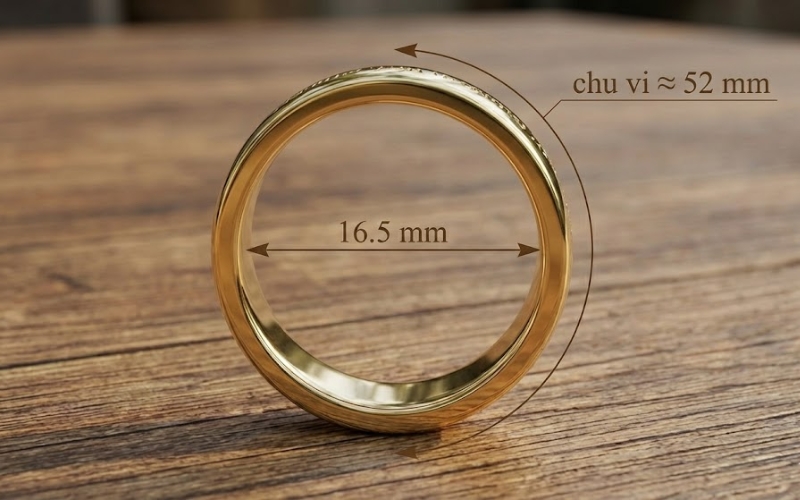 Kích thước nhẫn size 12 theo tiêu chuẩn phổ biến tại Việt Nam