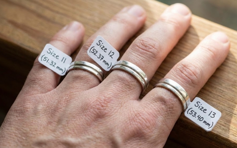 So sánh nhẫn size 12 và nhẫn size 11, 13