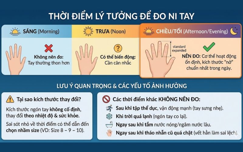 Thời điểm đo ni tay hợp lý