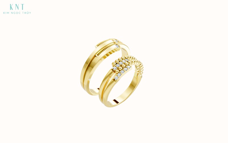 Nhẫn cưới vàng 610 thiết kế trẻ trung và tinh xảo
