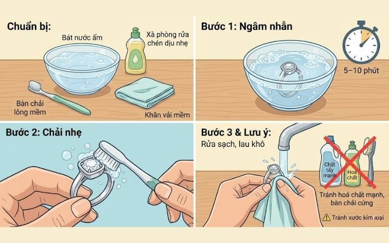Các bước vệ sinh nhẫn Bezel đơn giản tại nhà