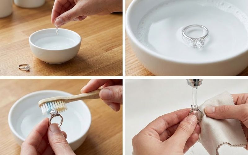 Vệ sinh nhẫn Solitaire