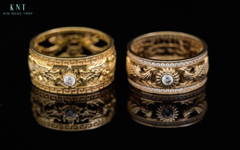 Cặp nhẫn cưới rồng phụng là biểu tượng cho sự đồng hành và vun đắp tổ ấm