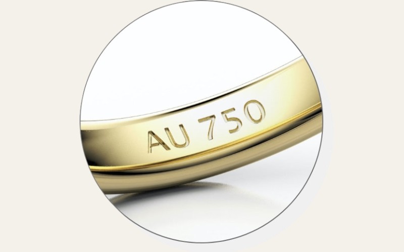 Ký hiệu 750 trên thân nhẫn