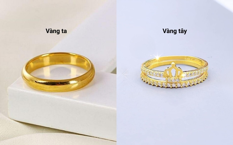 Vàng ta có màu sắc đậm và ấm hơn so với vàng tây