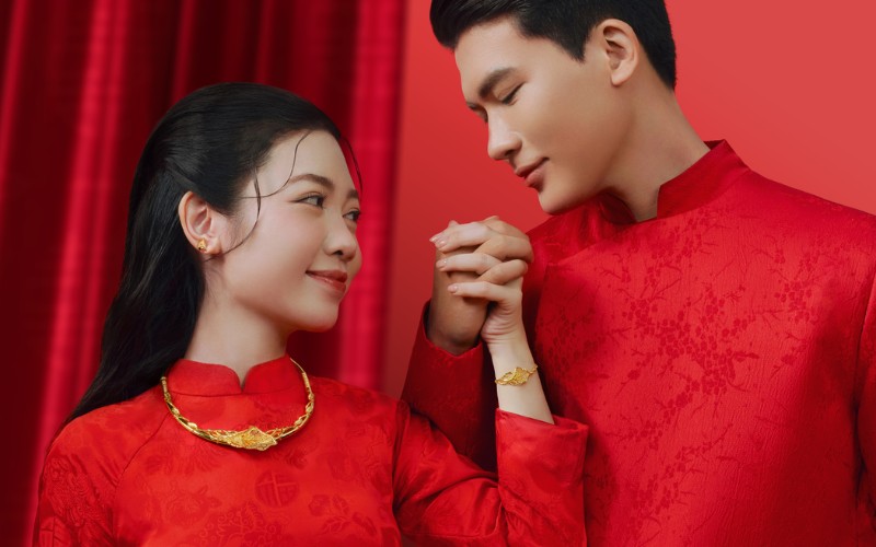 Vàng 2 số 9 thường được chế tác thành bộ trang sức cưới