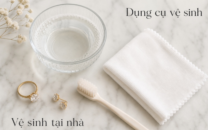 Bộ dụng cụ vệ sinh cần chuẩn bị để vệ sinh trang sức cưới