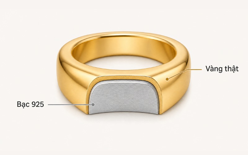 Gold vermeil là trang sức có lõi bạc sterling silver 925 và được phủ bên ngoài bằng vàng thật