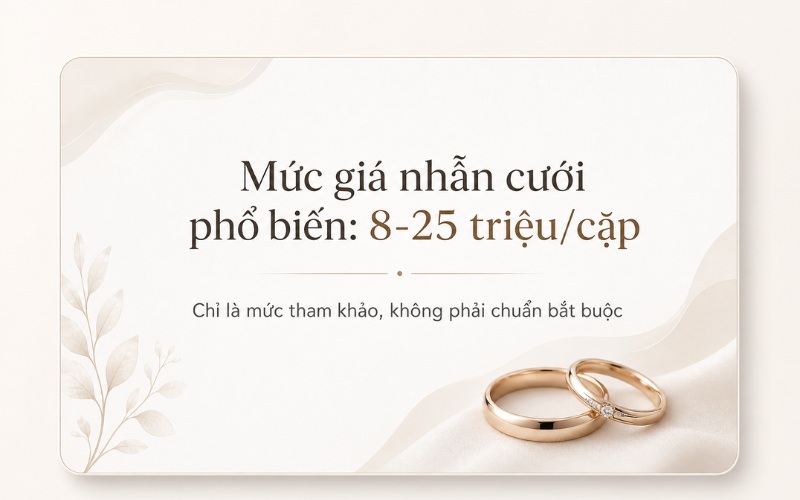 Mức giá nhẫn cưới phổ biến hiện nay thường dao động từ 8 - 25 triệu/cặp