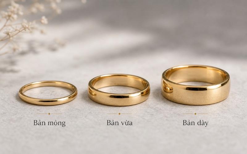 Bản nhẫn càng rộng thì cần nhiều vàng hơn