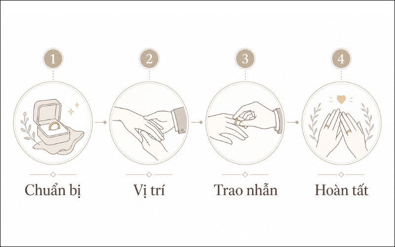 Quy trình nghi thức trao nhẫn cưới đơn giản