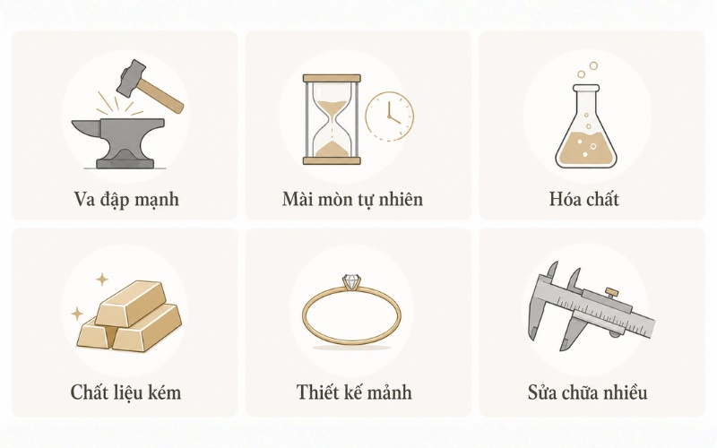 Các nguyên nhân phổ biến khiến nhẫn cưới bị gãy