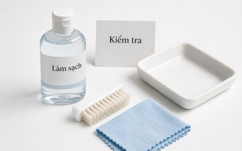 Bộ dụng cụ khi sử dụng nước rửa trang sức