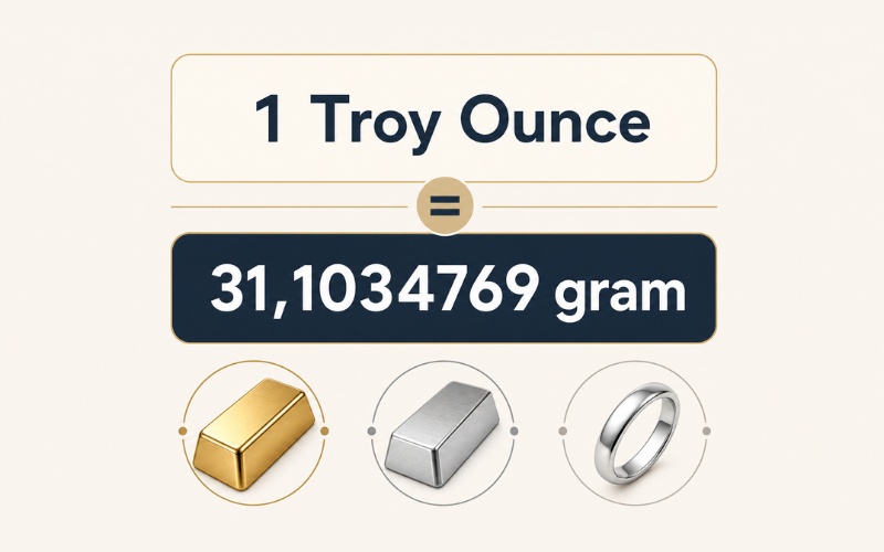 Troy ounce là loại ounce chuyên dùng để đo kim loại quý như vàng, bạc, bạch kim