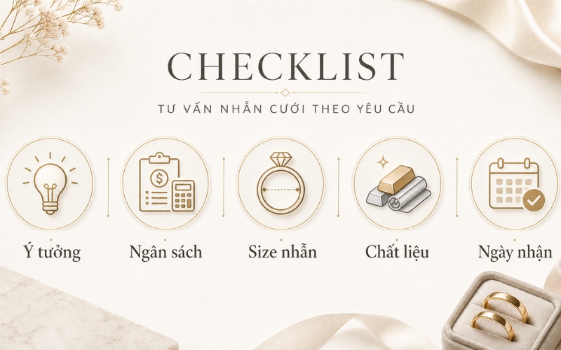 Checklist chuẩn bị trước buổi tư vấn nhẫn cưới