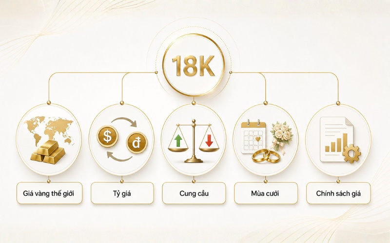 5 yếu tố ảnh hưởng đến giá vàng 18K