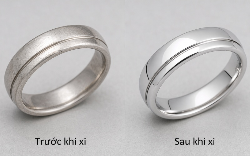 Xi mạ sẽ giúp nhẫn tăng độ trắng sáng rõ rệt