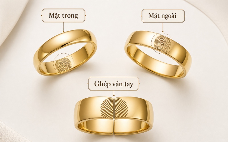 Các vị trí khắc vân tay thường gặp