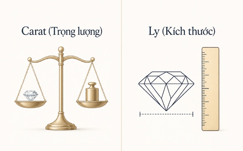 So sánh sự khác nhau giữa carat và ly