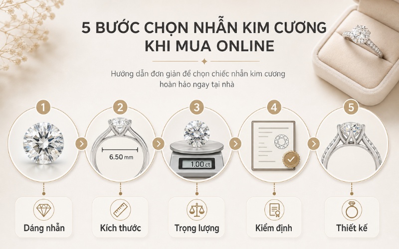 Quy trình đọc thông số kim cương khi xem nhẫn online