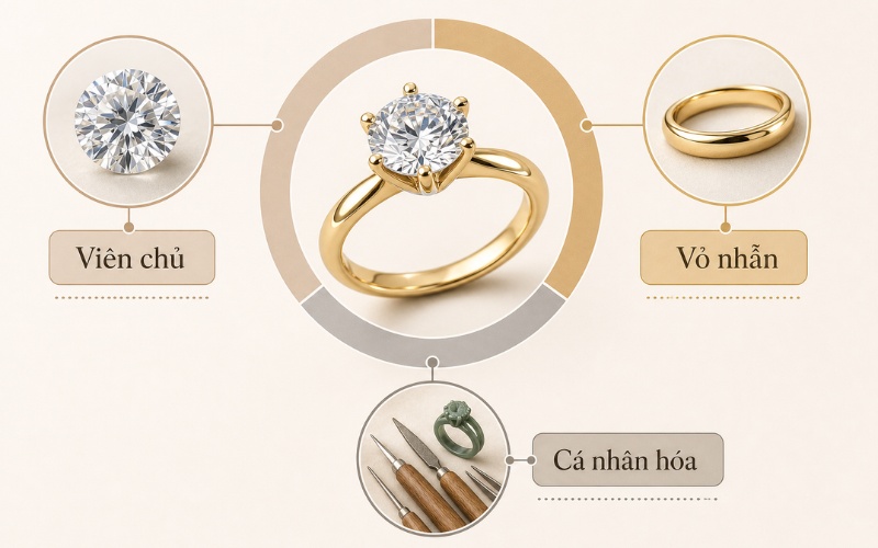 Giá của một chiếc nhẫn kim cương sẽ bị ảnh hưởng bởi nhiều yếu tố