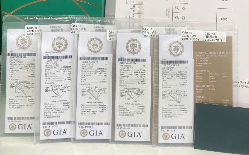 Giấy kiểm định kim cương GIA cho viên kim cương đính trên đá chủ
