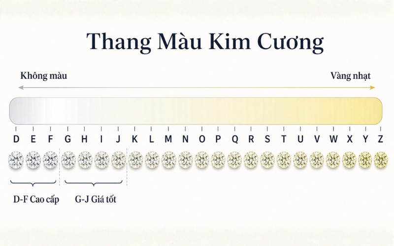 Bảng màu kim cương tự nhiên theo thang đo GIA