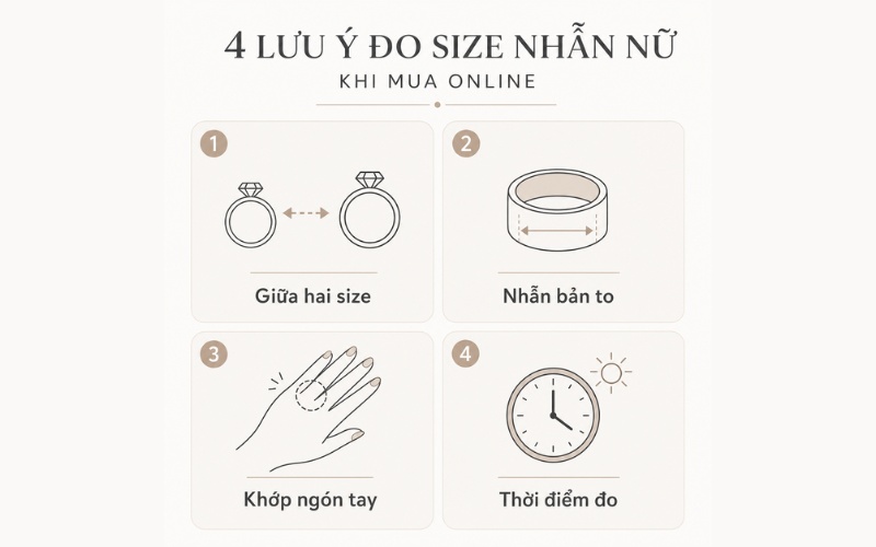 Một số lưu ý đo size nhẫn nữ khi mua online