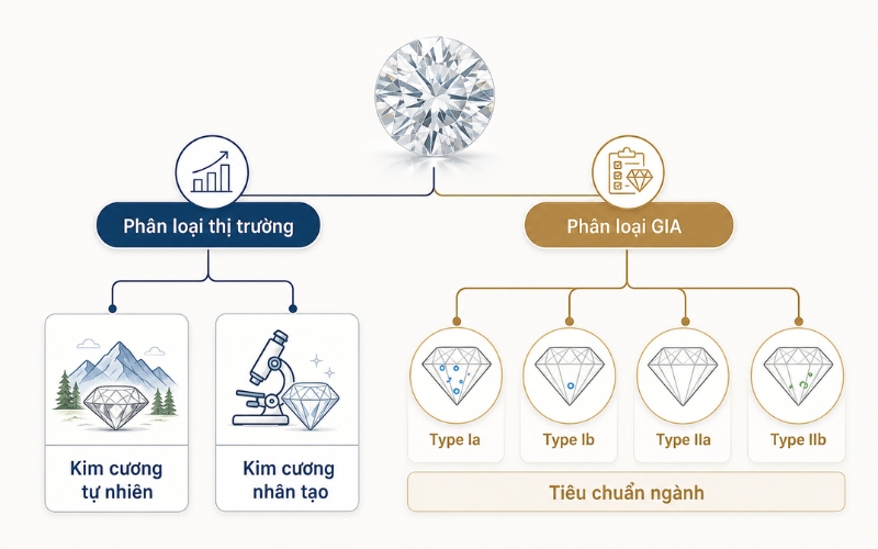 Các loại kim cương được hiểu theo 2 cách phổ biến nhất