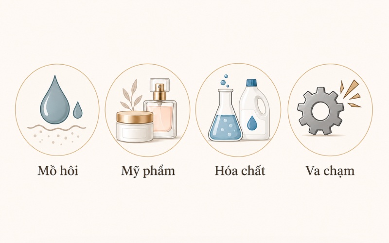 Một số tác nhân khiến nhẫn cưới nhanh xuống màu
