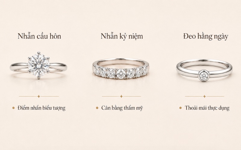 Cách chọn nhẫn kim cương theo mục đích sử dụng