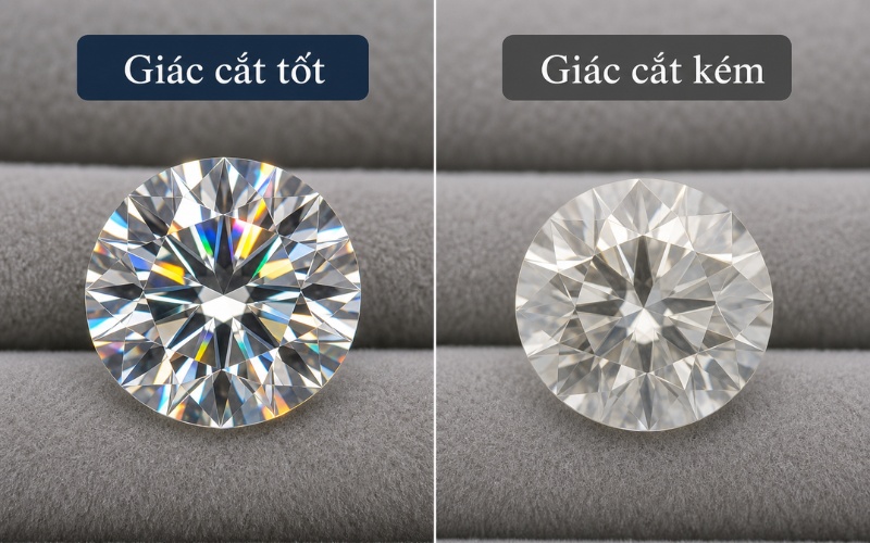 Giác cắt kim cương ảnh hưởng đến độ lấp lánh