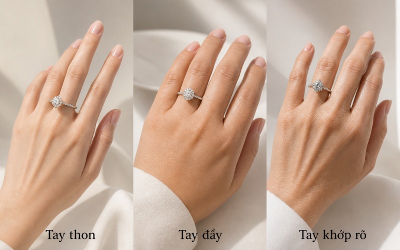 Chọn nhẫn kim cương theo dáng tay