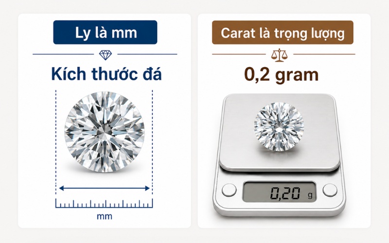 Phân biệt ly kim cương và carat