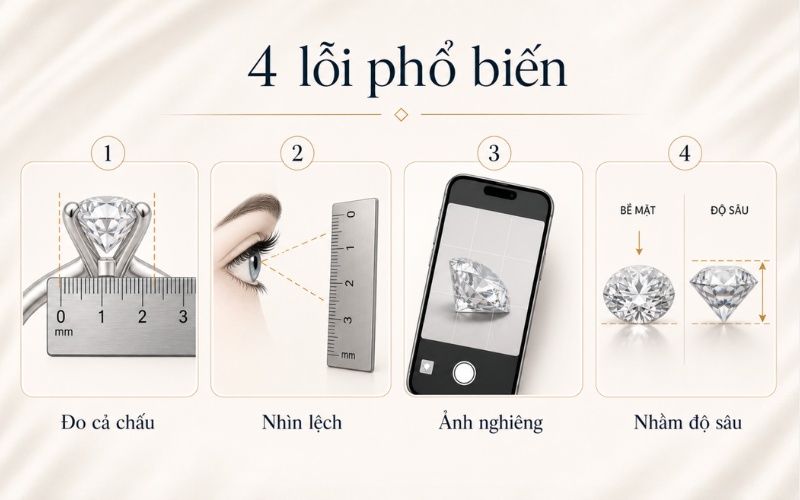 4 lỗi phổ biến khi tự đo ly kim cương