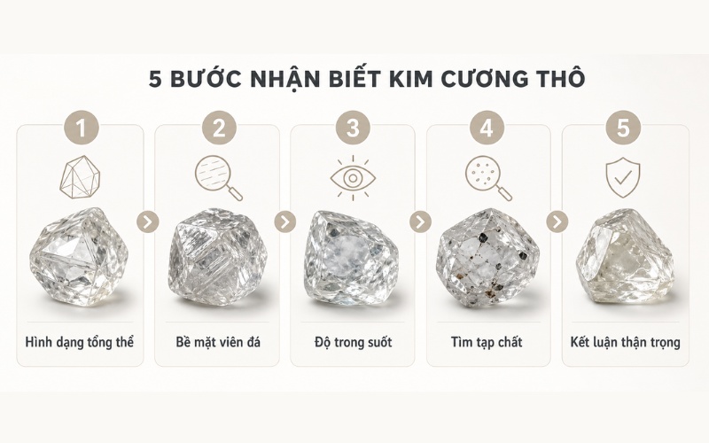 Quy trình kiểm tra kim cương thô bằng mắt thường