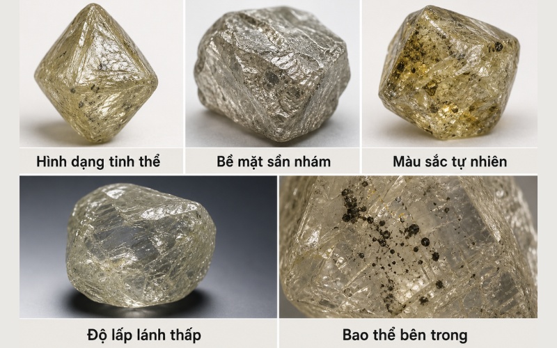 5 dấu hiệu dễ nhận biết kim cương thô tự nhiên nhất