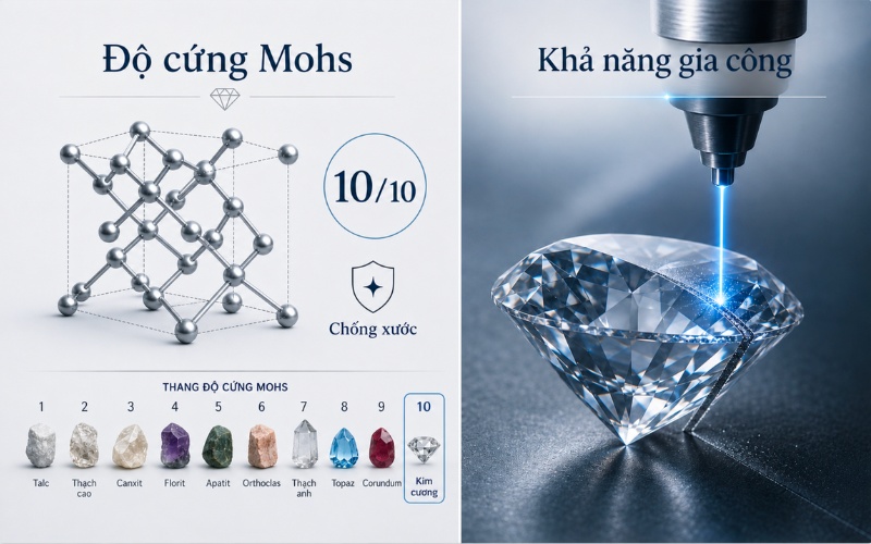 Độ cứng Mohs của kim cương và cấu trúc tinh thể